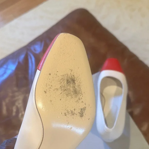 Maryam Nassir Zadeh White Pumps with Red Cap Toe - Picture 6 of 8